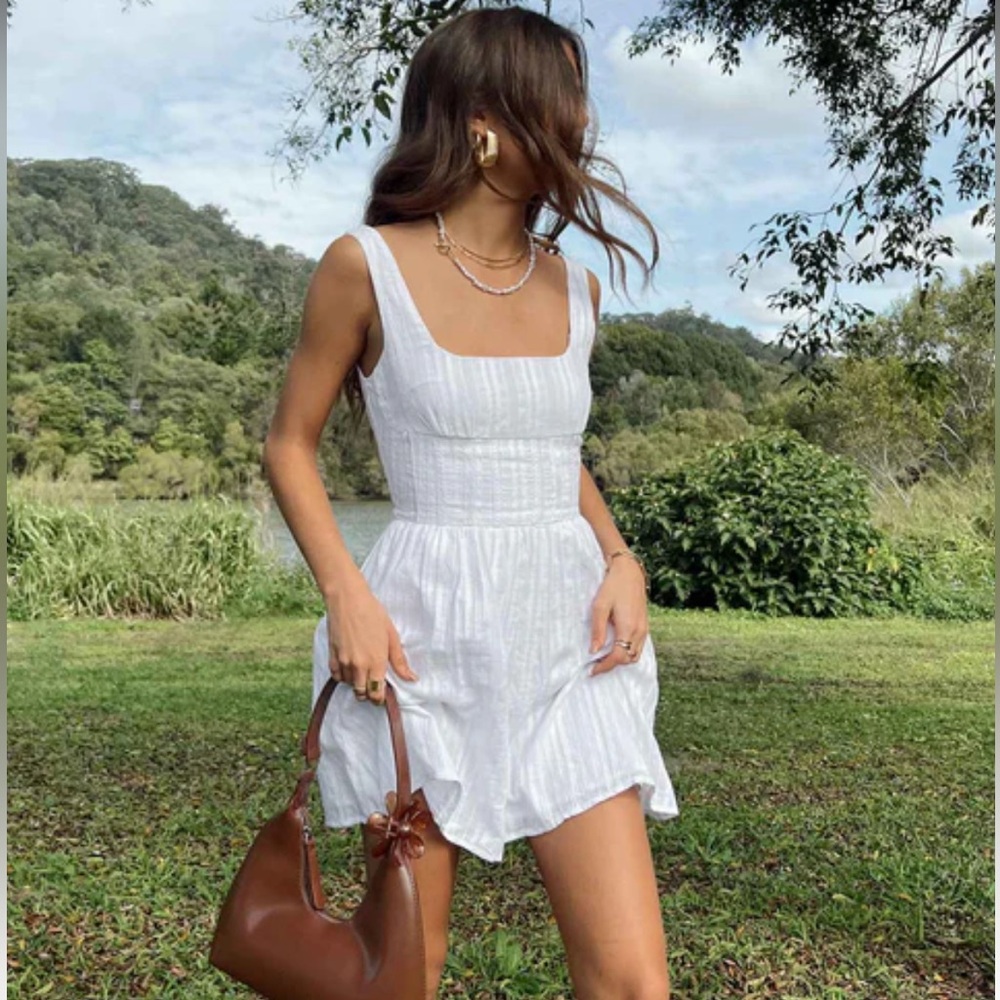 Princess Polly White Smocked Sundress Lorinda Mini Dress